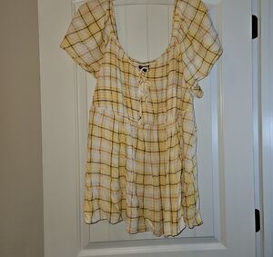Torrid Yellow Plaid Blouse